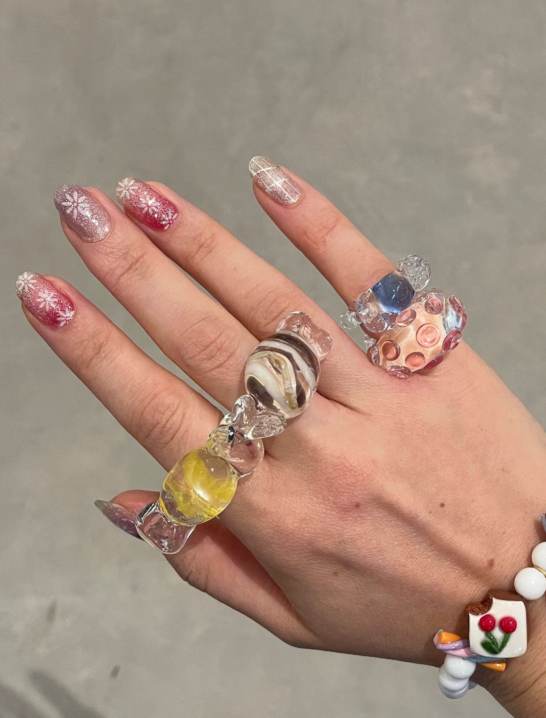 Glittery Flowers Nail Stickers