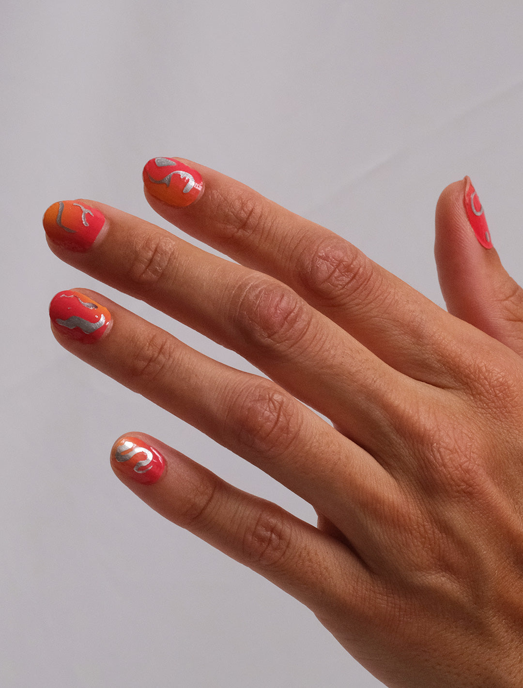 Orange Silver Nail Stickers