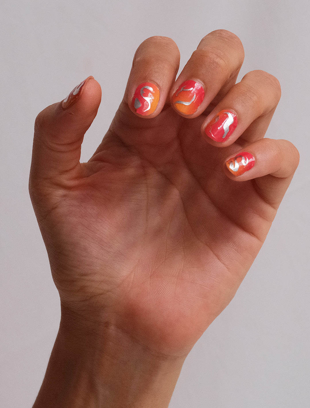 Orange Silver Nail Stickers