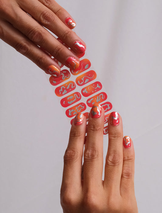 Orange Silver Nail Stickers